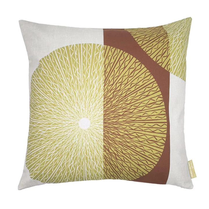 Pop-Up Mākeke - Noho Home - Niho Medallion Square Pillowcase - Chartreuse &amp; Cocoa