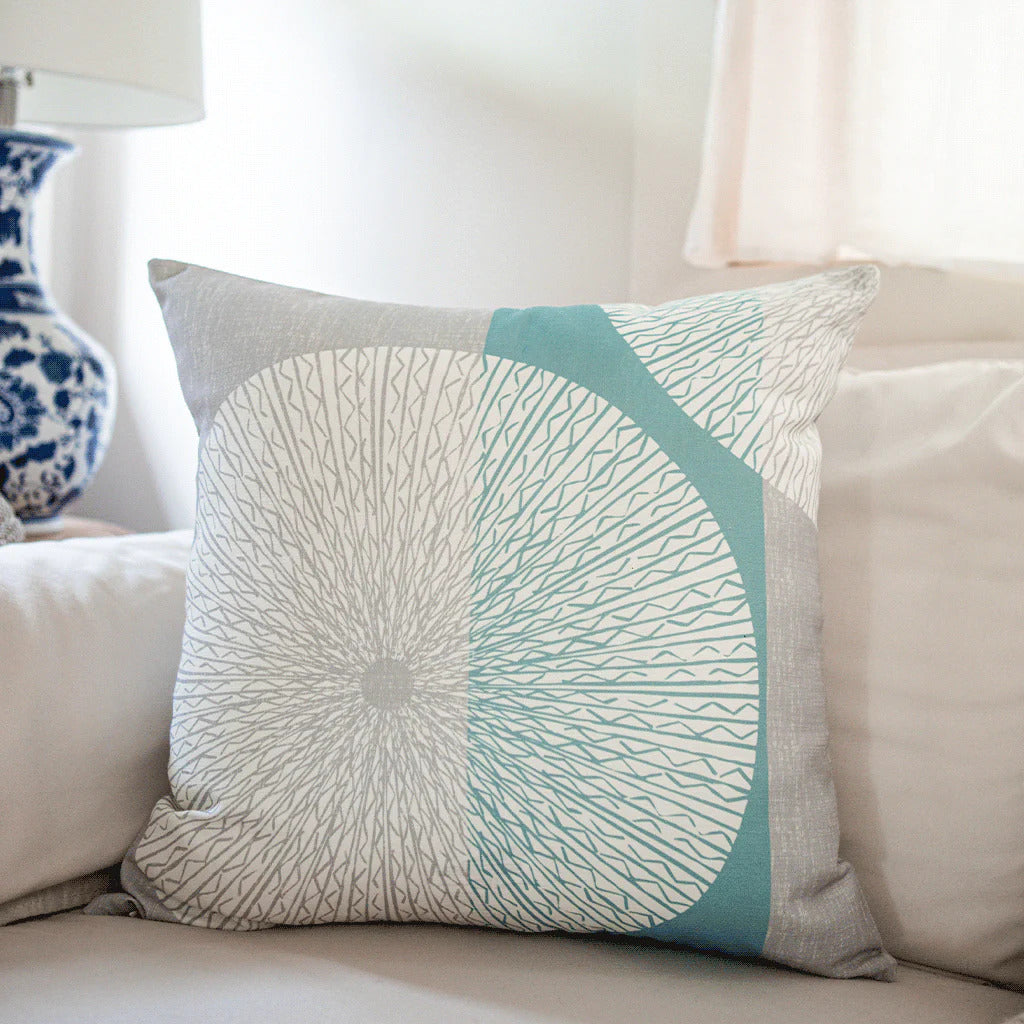 Pop-Up Mākeke - Noho Home - Niho Medallion Square Pillowcase - Snow & Frost - In Use
