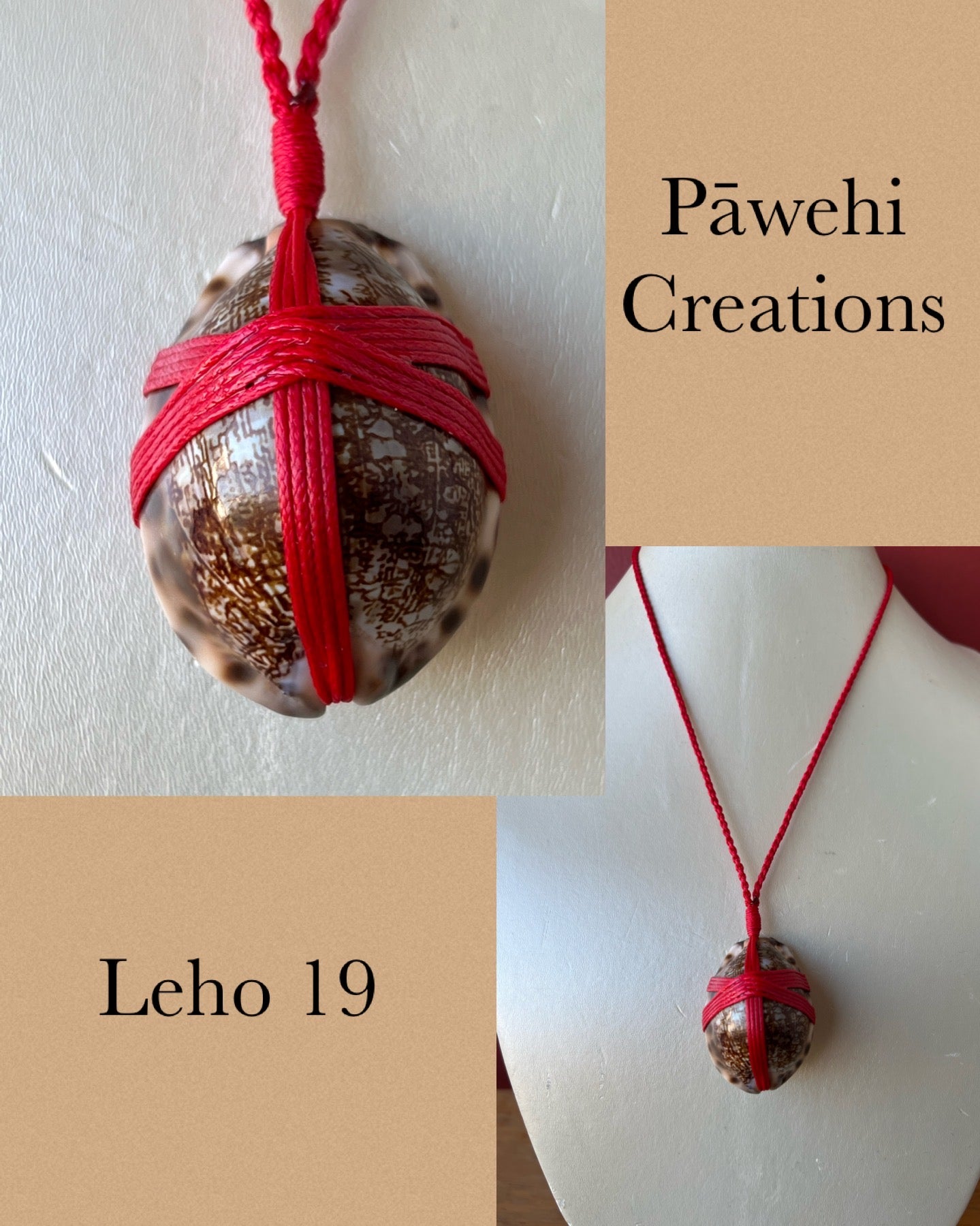 Pop-Up Mākeke - Pawehi Creations - Lashed Leho Pendant - Style #19