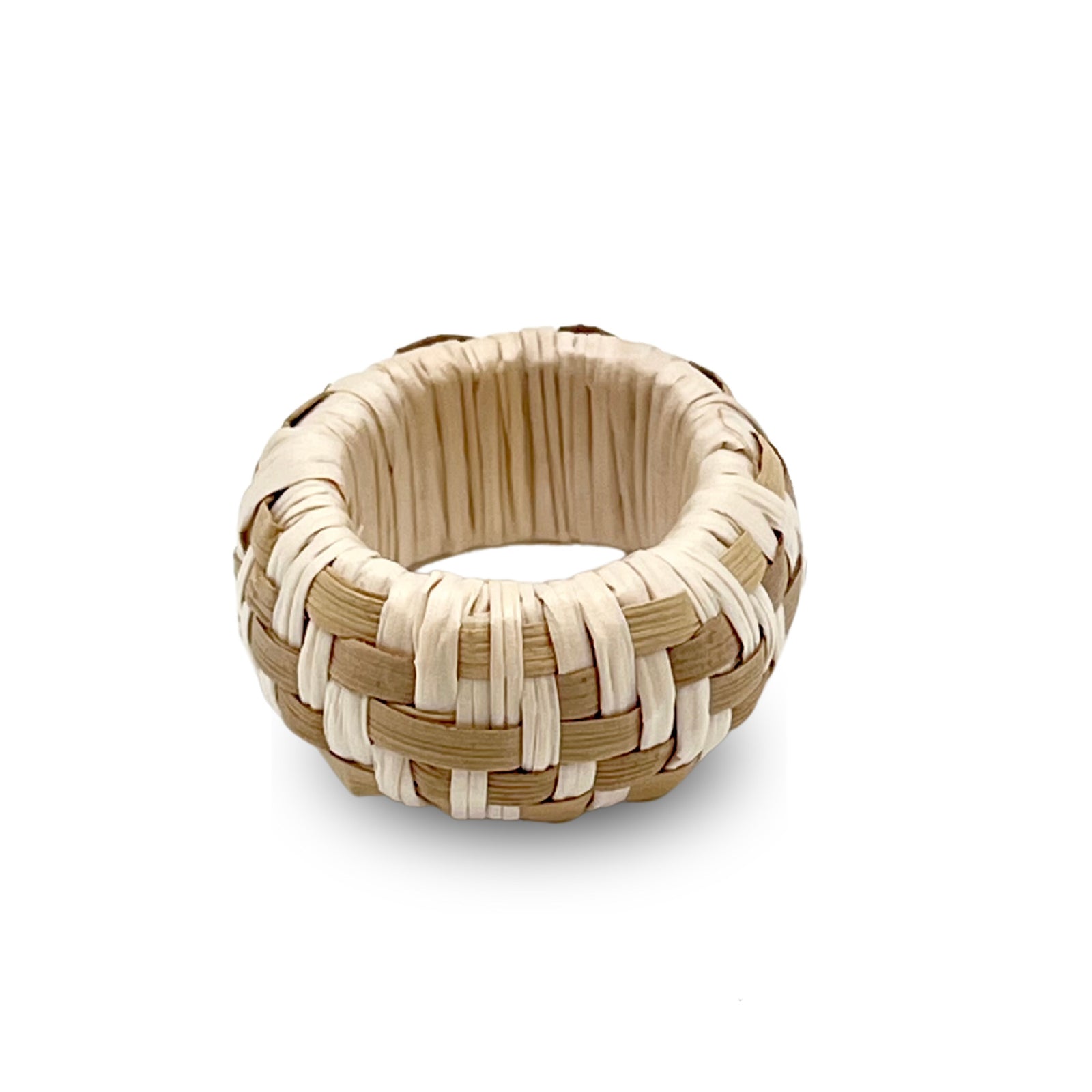 Pop-Up Mākeke - Pawehi Creations - Lauhala w Rito Barrel Ring - Style #15