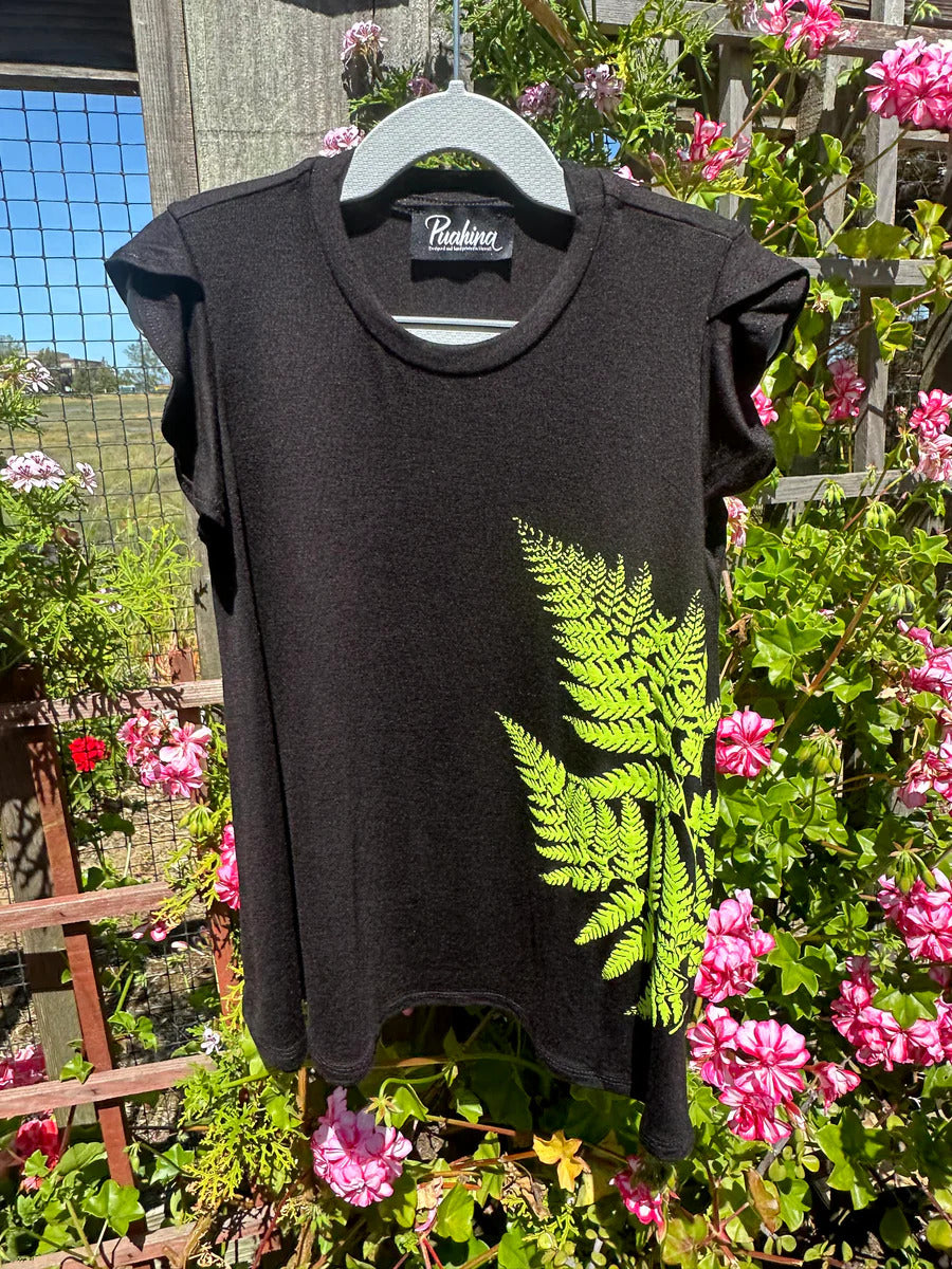 Pop-Up Mākeke - Puahina - Black Keiki Dresses &amp; Tunic Tops - Chartreuse Palapalai