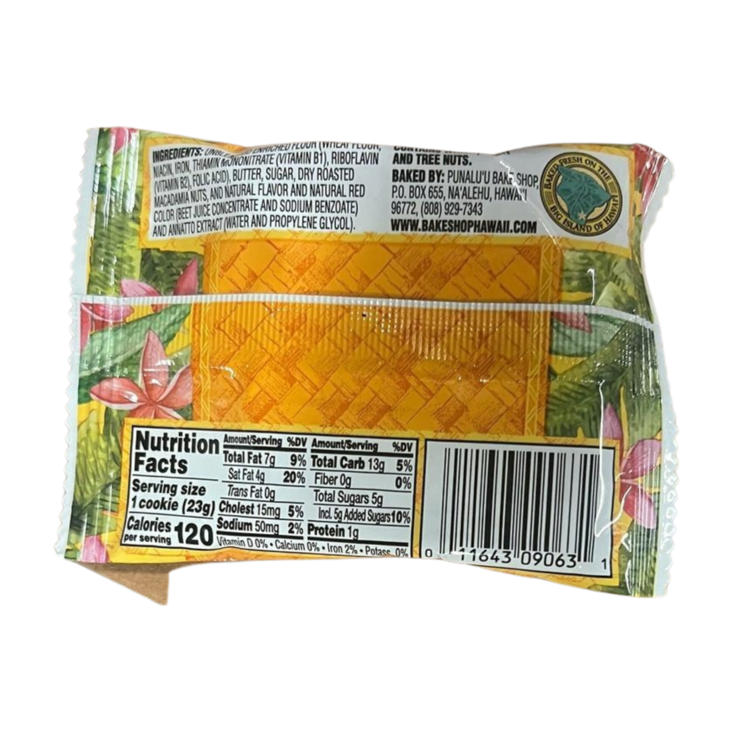 Pop-Up Mākeke - Punalu'u Bake Shop - Lilikoi (Passion Fruit) Macadamia Nut Shortbread Cookie - Single - Front View