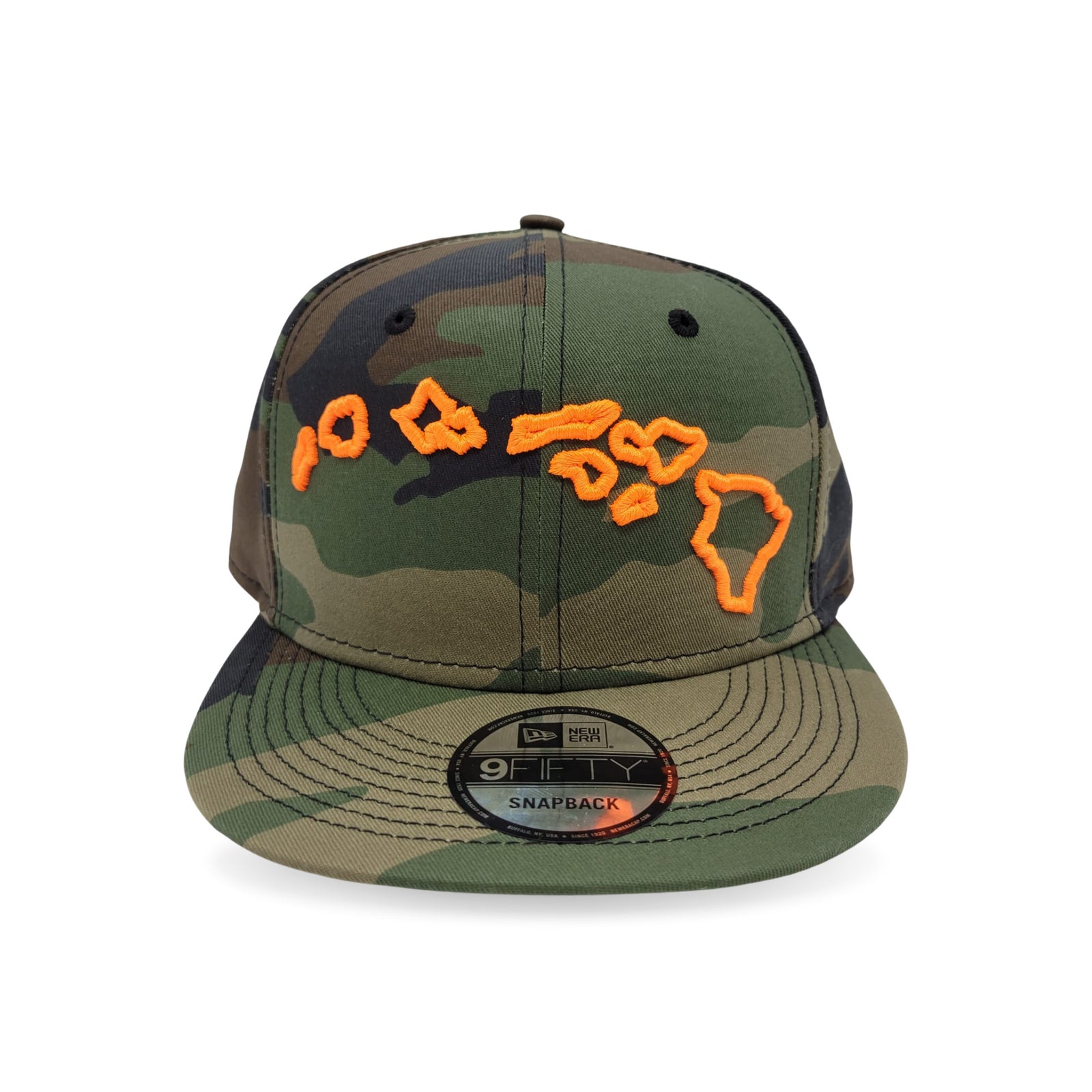 Pop-Up Mākeke - Route 99 - 3D Hawaii Islands Snapback Hat in Camo - Front View