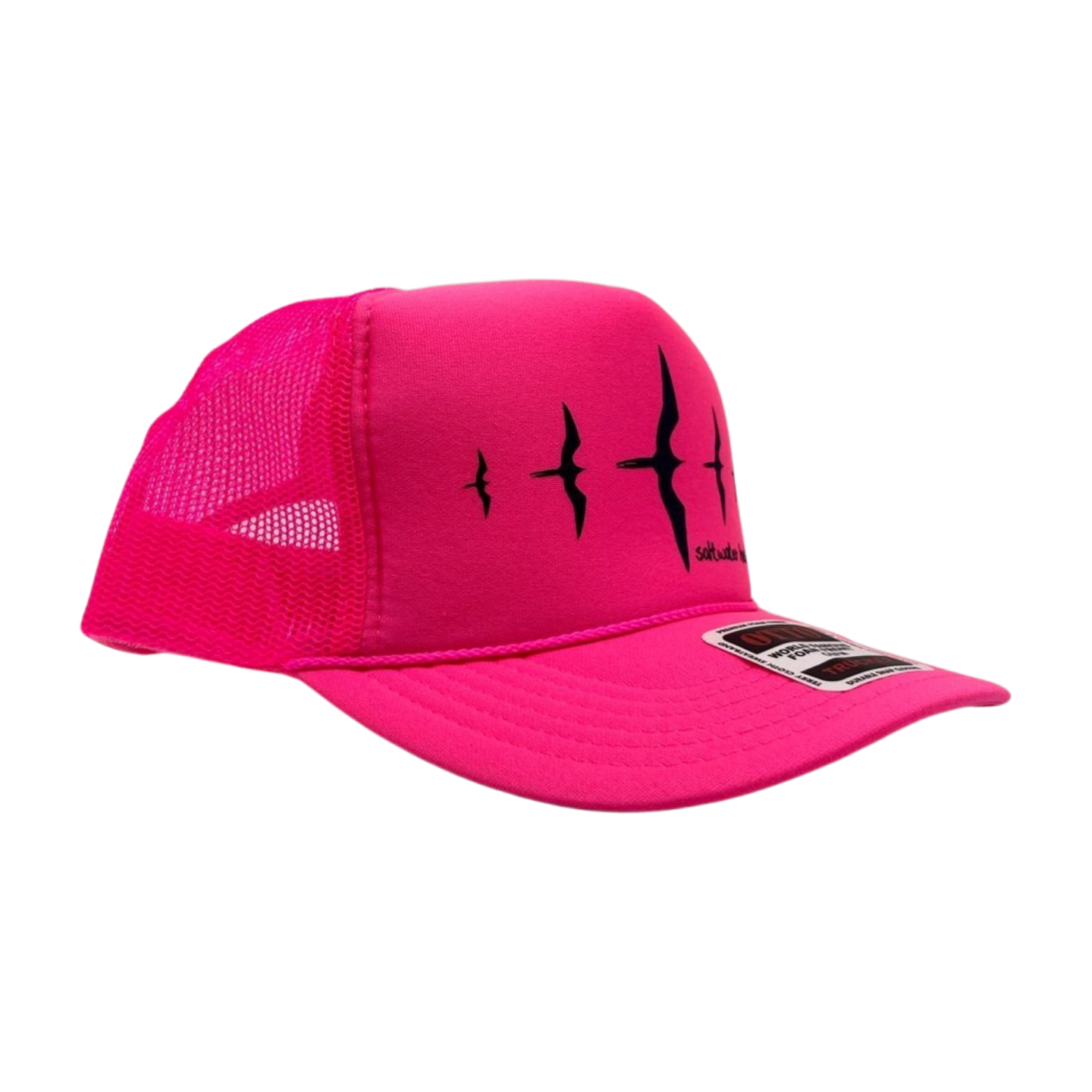 Pop-Up Mākeke - Saltwater Heals - Five 'Iwa Trucker Hat - Neon Pink - Front View