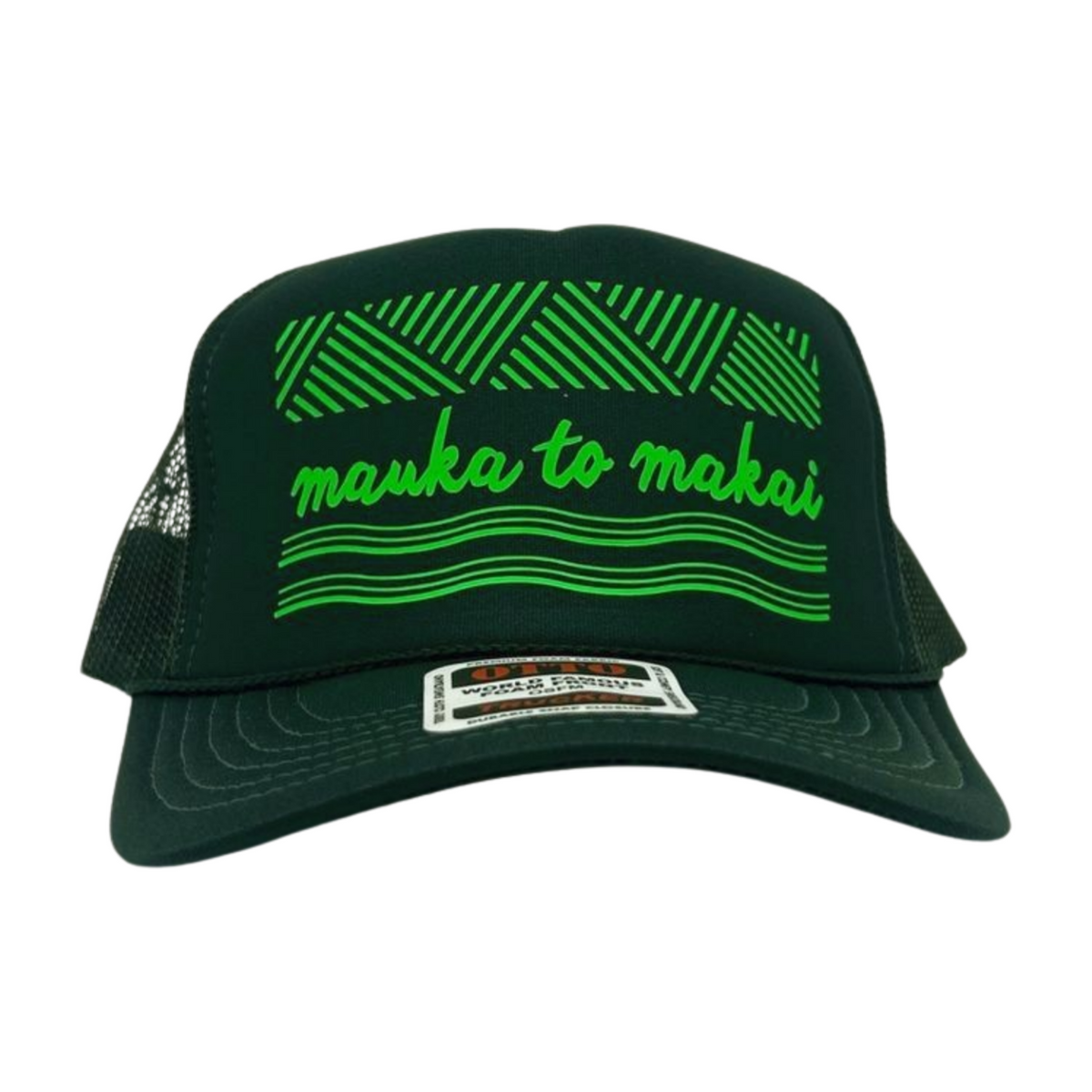 Pop-Up Mākeke - Saltwater Heals - Mauka to Makai Trucker Hat - Hunter Green