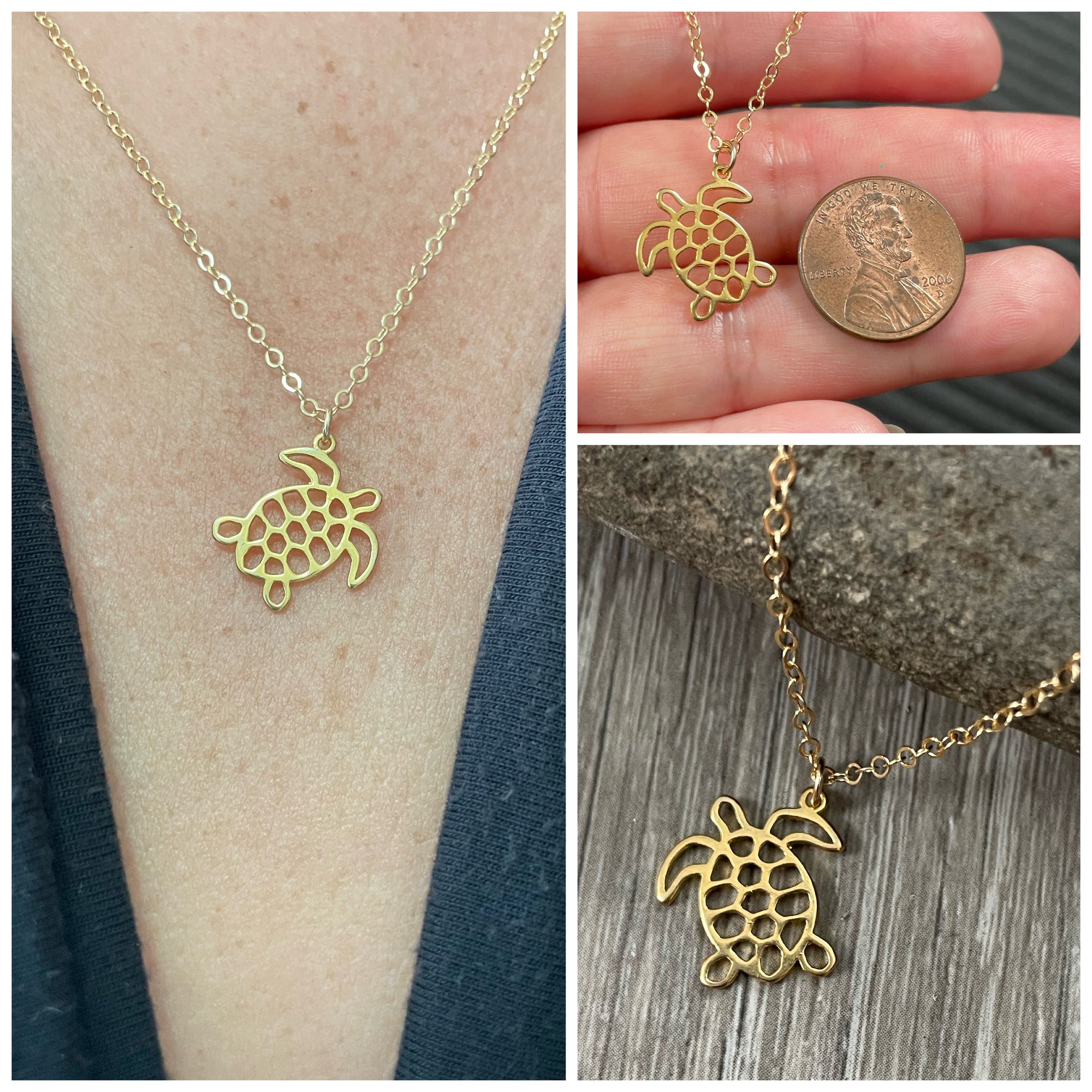 Pop-Up Mākeke - Simply Sparkle Designs - Honu Gold Fill Necklace (Style # 8505)