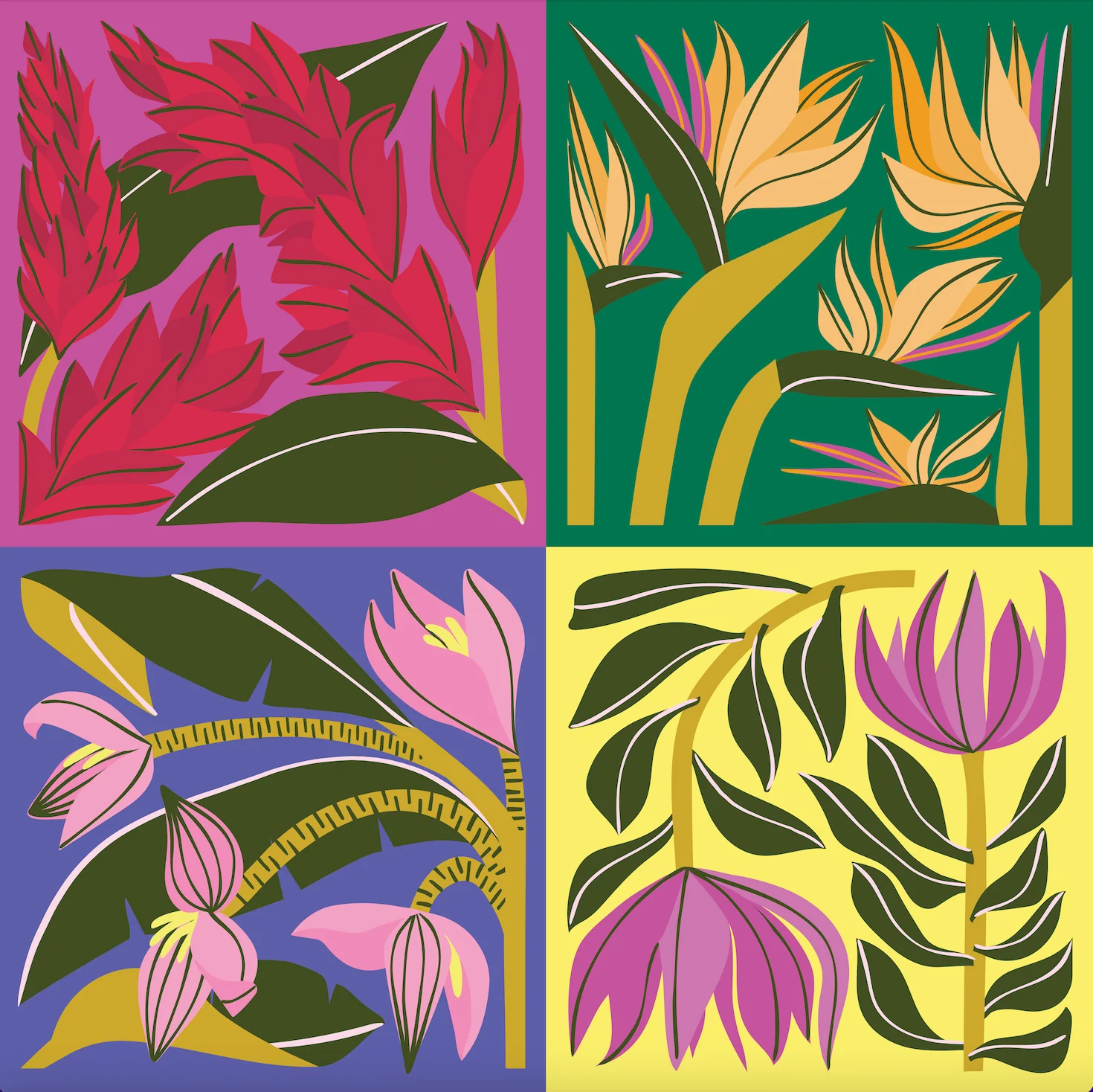 Pop-Up Mākeke - Surf Shack Puzzles - Tropical Bloom by Traci Yoshiyama 500-Piece Puzzle - Front View