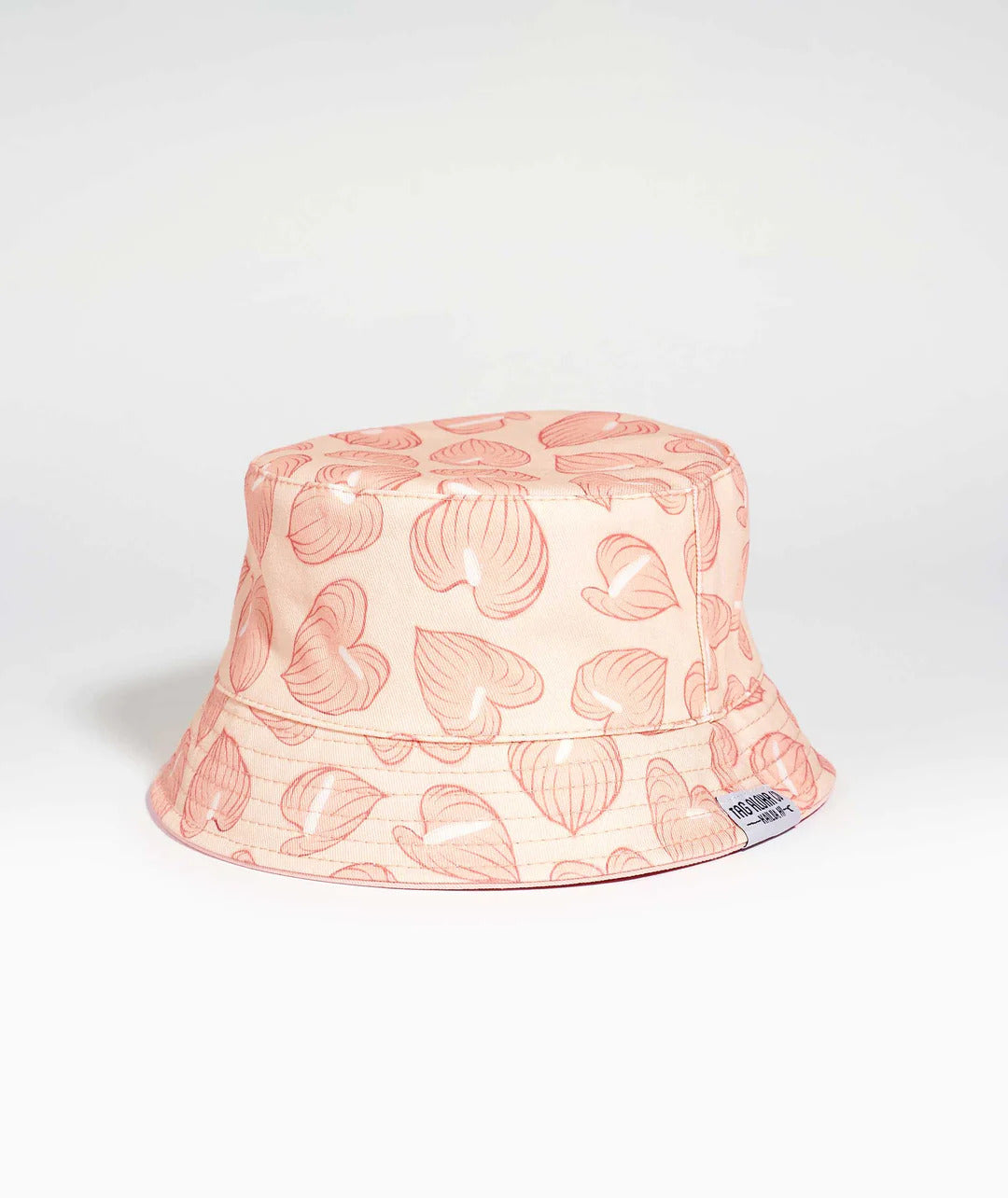 Pop-Up Mākeke - Tag Aloha - Keiki Reversible Bucket Hat - Anthurium - Pattern Side - Front View