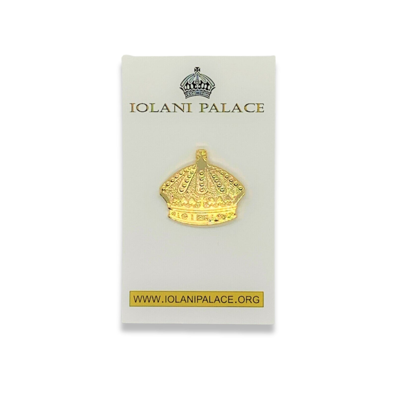 Pop-Up Mākeke - The Friends of Iolani Palace - Gold Crown Lapel Pin - Front View