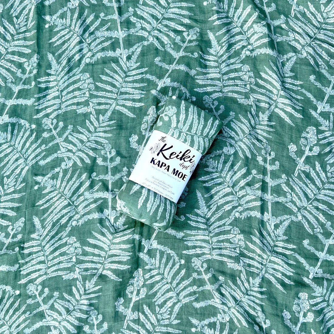 Pop-Up Mākeke - The Keiki Department - Bamboo Baby Swaddle Blanket - Neke Fern in Green