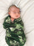 Pop-Up Mākeke - The Keiki Department - Bamboo Muslin Baby Swaddle Blanket - Elepaio Ha Kea - Front View - In Use