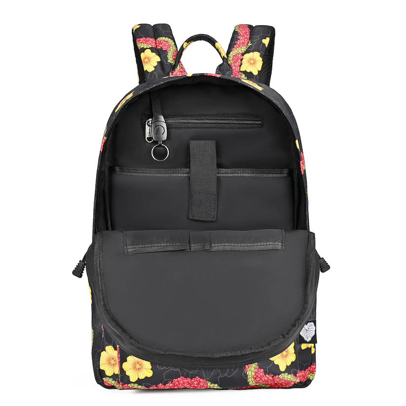 Pop-Up Mākeke - The Keiki Department - Black Pua Liilii Backpack - Open View