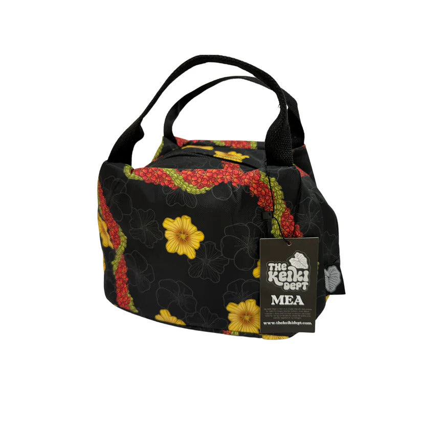 Pop-Up Mākeke - The Keiki Department - Black Pua Liilii Lunch Tote Bag