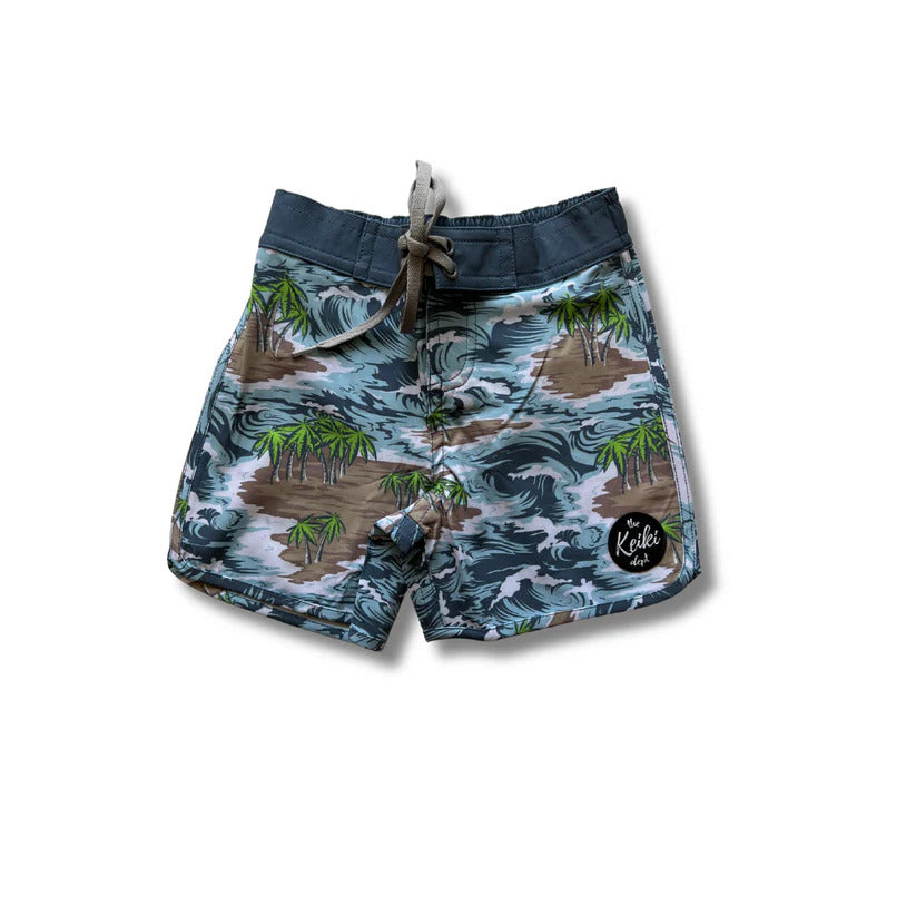 Pop-Up Mākeke - The Keiki Department - Camo Palms Eco-Friendly Boardshorts - Front View