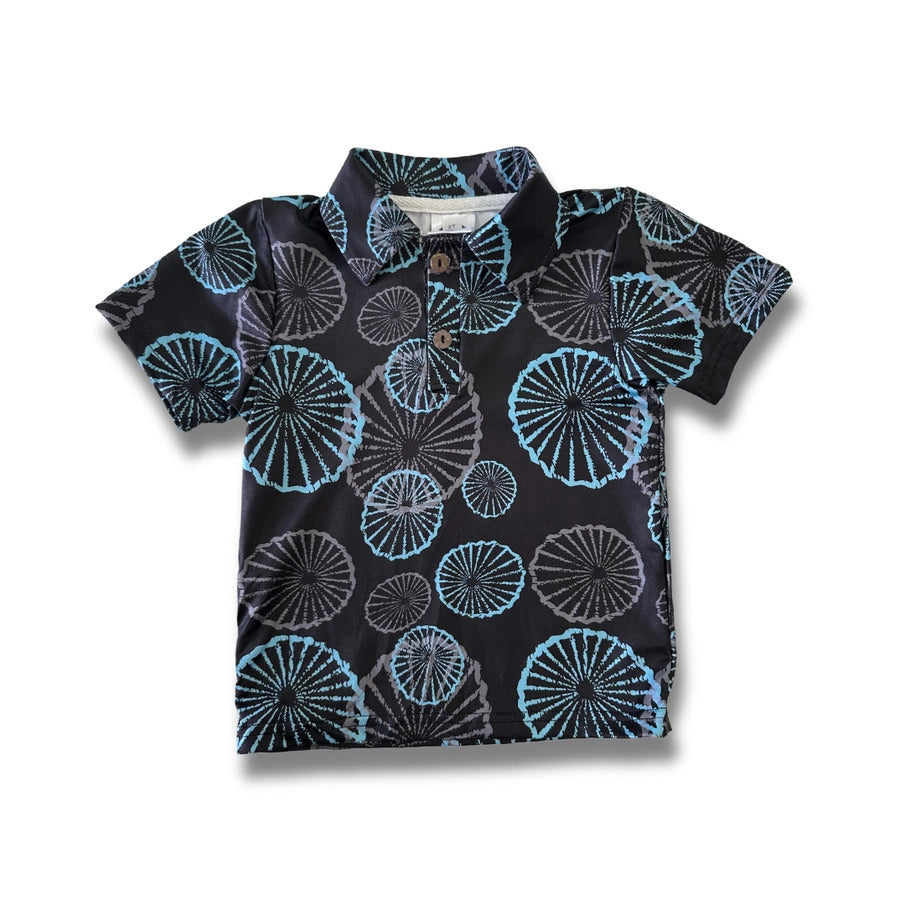Kalei Athletic Kid's Polo Shirt - Black Opihi
