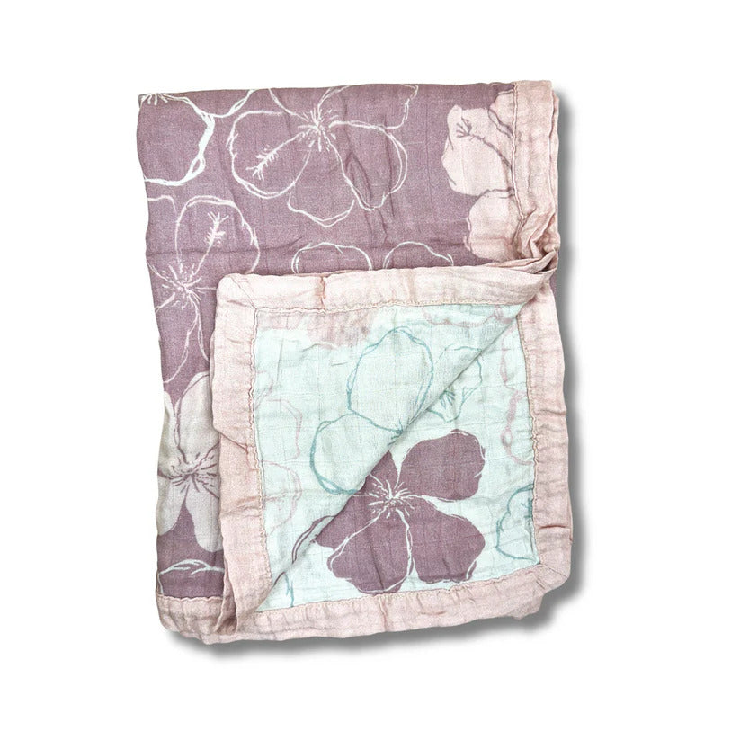 Kokio Hibiscus Nanea Bamboo Throw Quilt