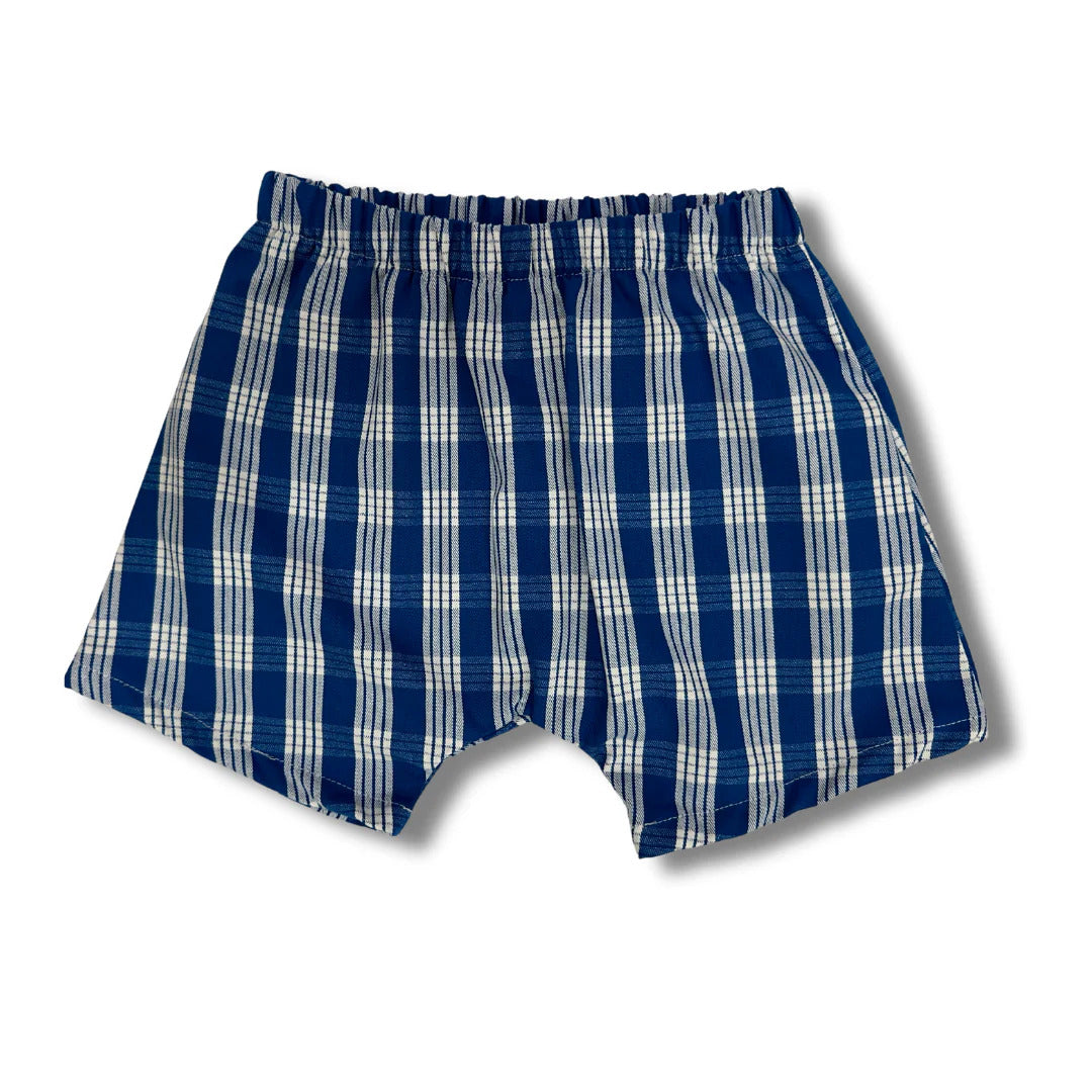 Pop-Up Mākeke - The Keiki Department - Palaka Harem Keiki Shorts - Royal Blue - Front View