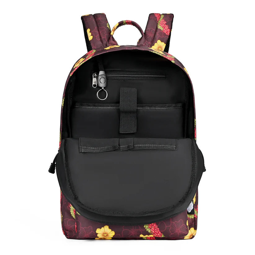 Pop-Up Mākeke - The Keiki Department - Wine Red Pua Liilii Backpack - Open View