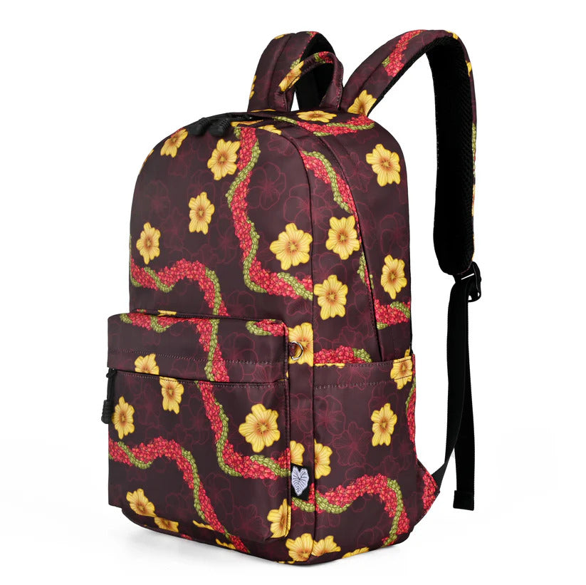 Pop-Up Mākeke - The Keiki Department - Wine Red Pua Liilii Backpack - Side View