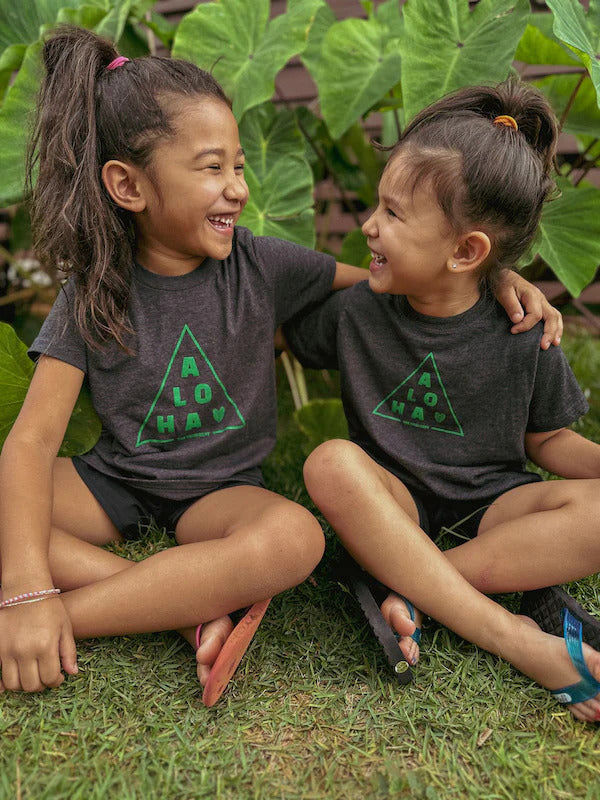 Pop-Up Mākeke - The Keiki Dept. - Aloha Tri Keiki T-Shirt - In Use