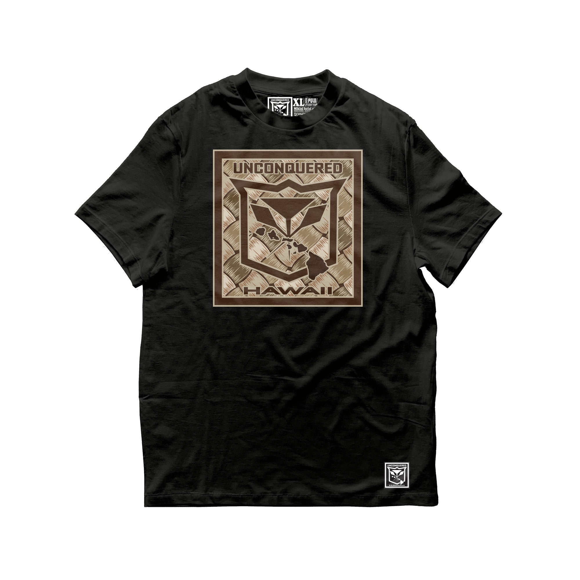 Pop-Up Mākeke - Unconquered Hawaii - Lauhala Tee - Desert Camo - Front View