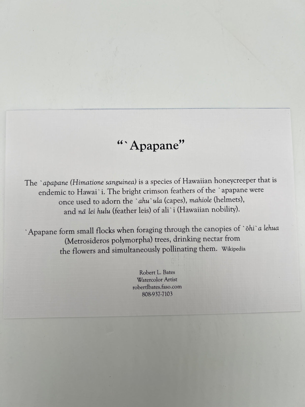 Apapane Bird Greeting Card