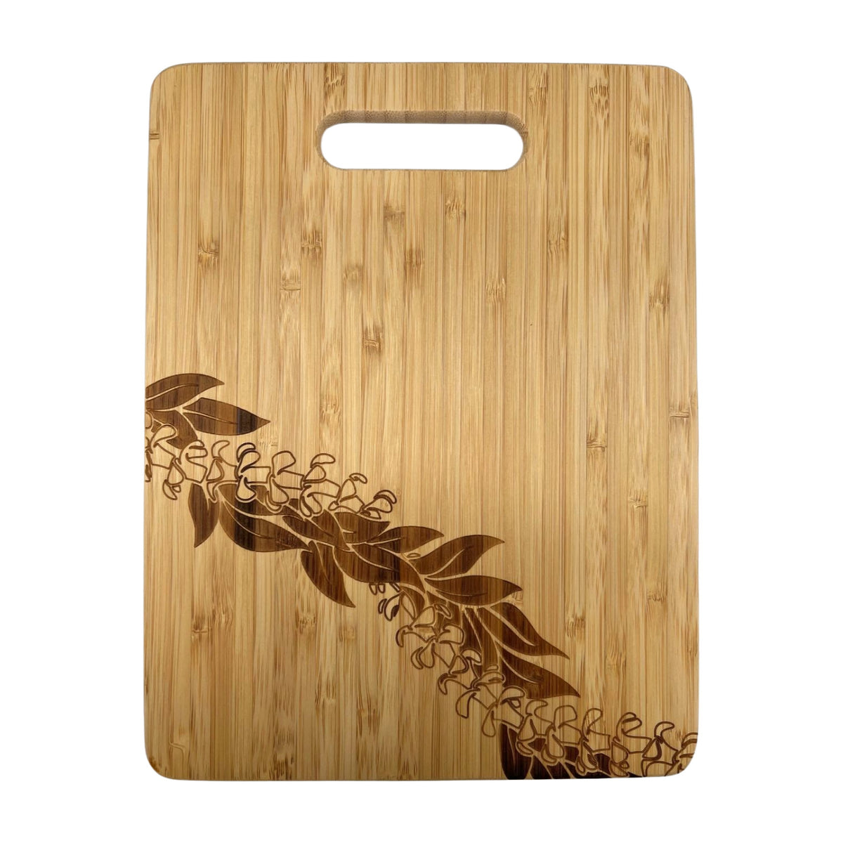 Pop-Up Mākeke - Workshop 28 HI - Cutting Board - Lei Puakenikeni - Front View