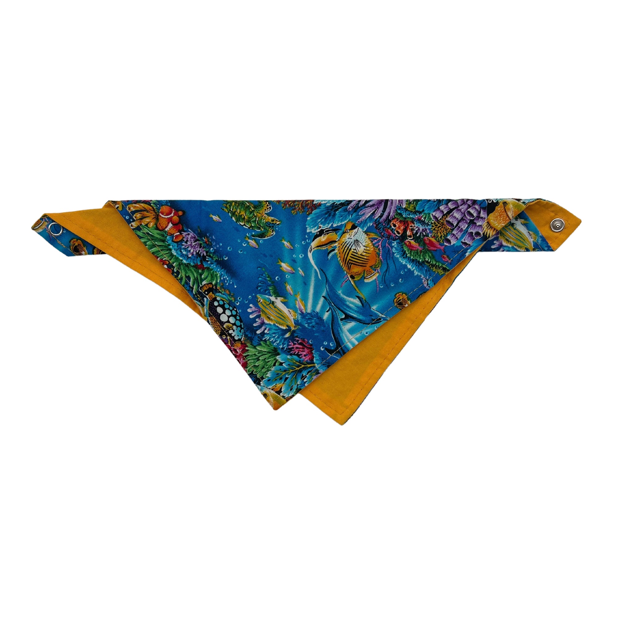 Pop-Up Mākeke - humBOWbarks Pet Wear - Small Reversible Bandana - Ocean - Front View