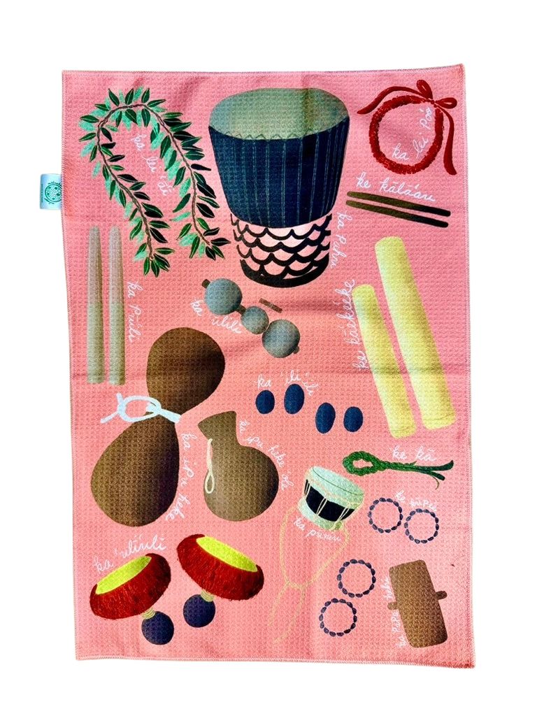 Hula Dish Towel - Coral