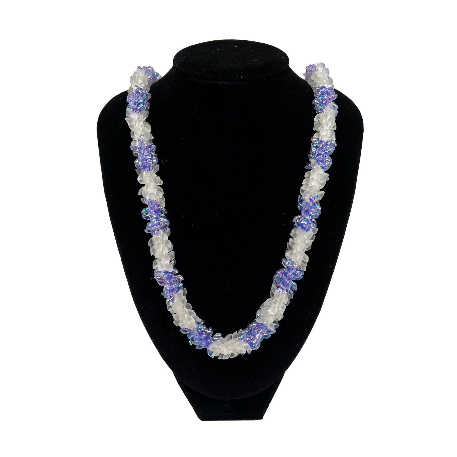 Violet/Lilac Lined with Crystal Segmented Dragon Scales Necklace - 25"