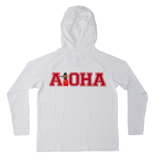 ALOHA Hooded White Aloha Sun Shirt