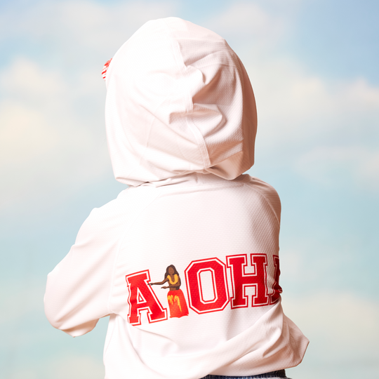 ALOHA Hooded White Aloha Sun Shirt