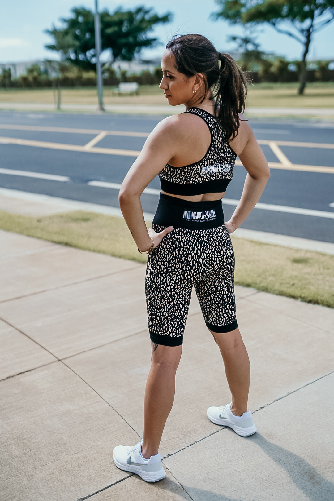Cheetah Sports Bra & Biker Shorts Set