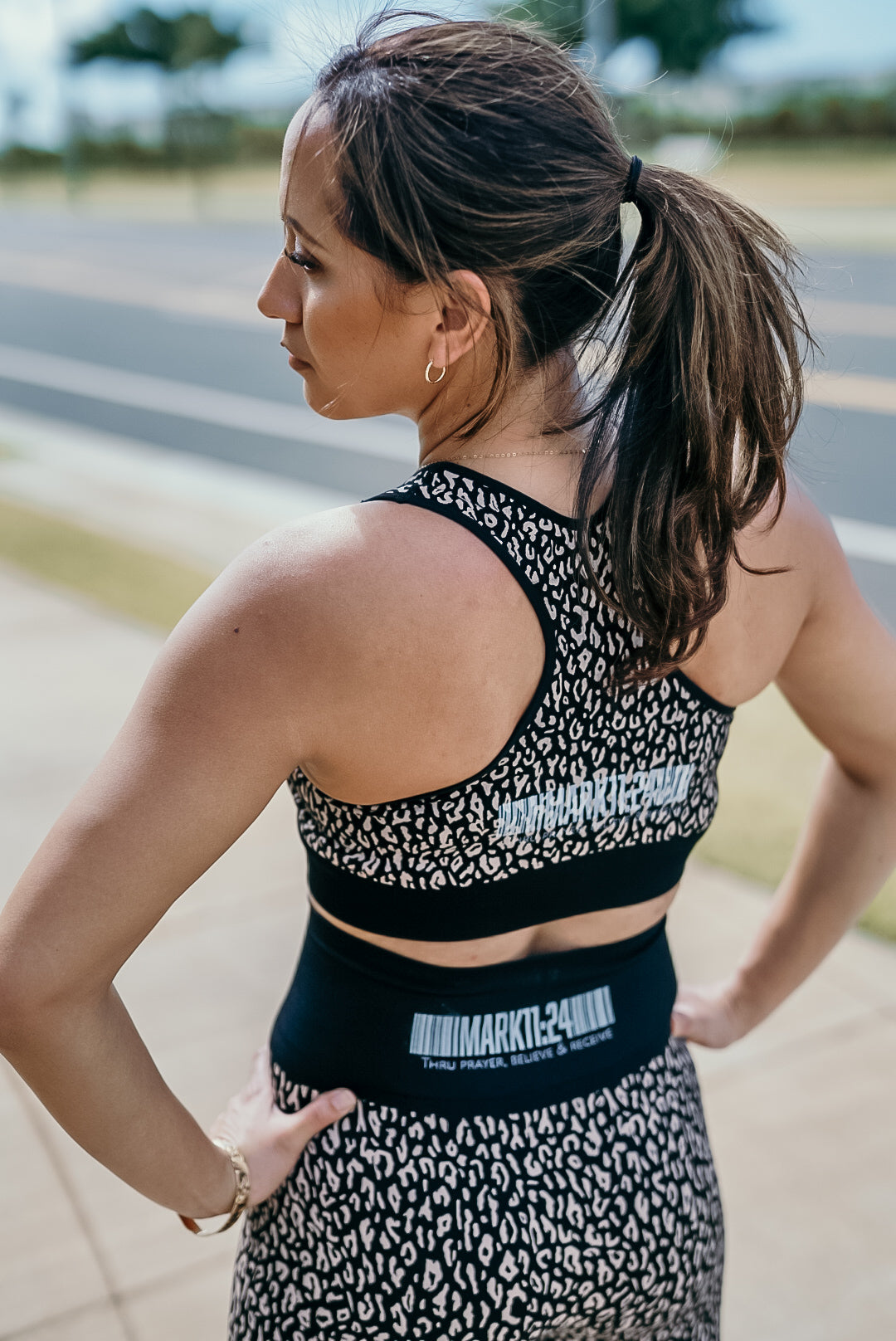Cheetah Sports Bra & Biker Shorts Set