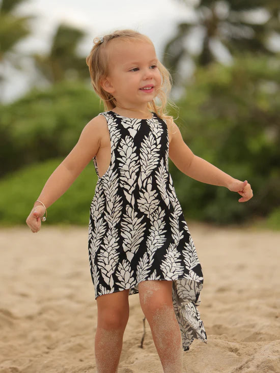 Keiki Kailua Hi-Lo Dress – Awapuhi – Black &amp; White