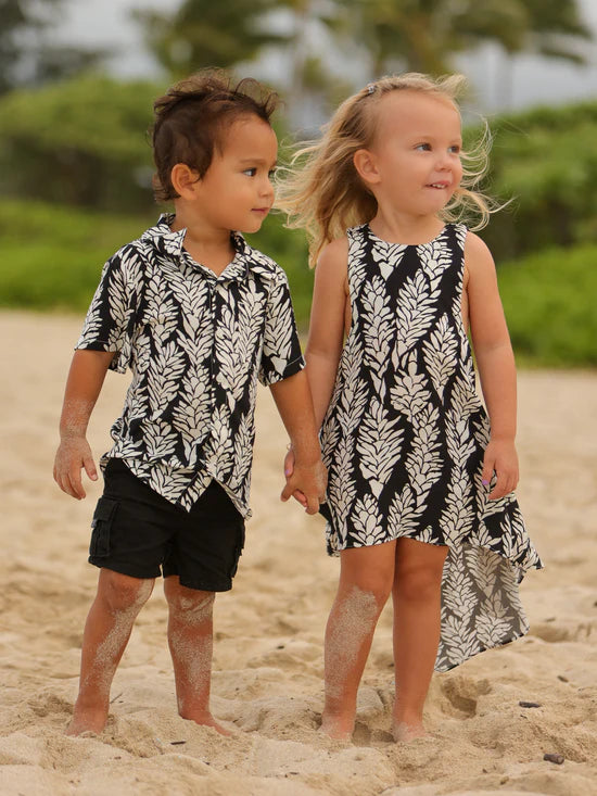 Keiki Kailua Hi-Lo Dress – Awapuhi – Black & White