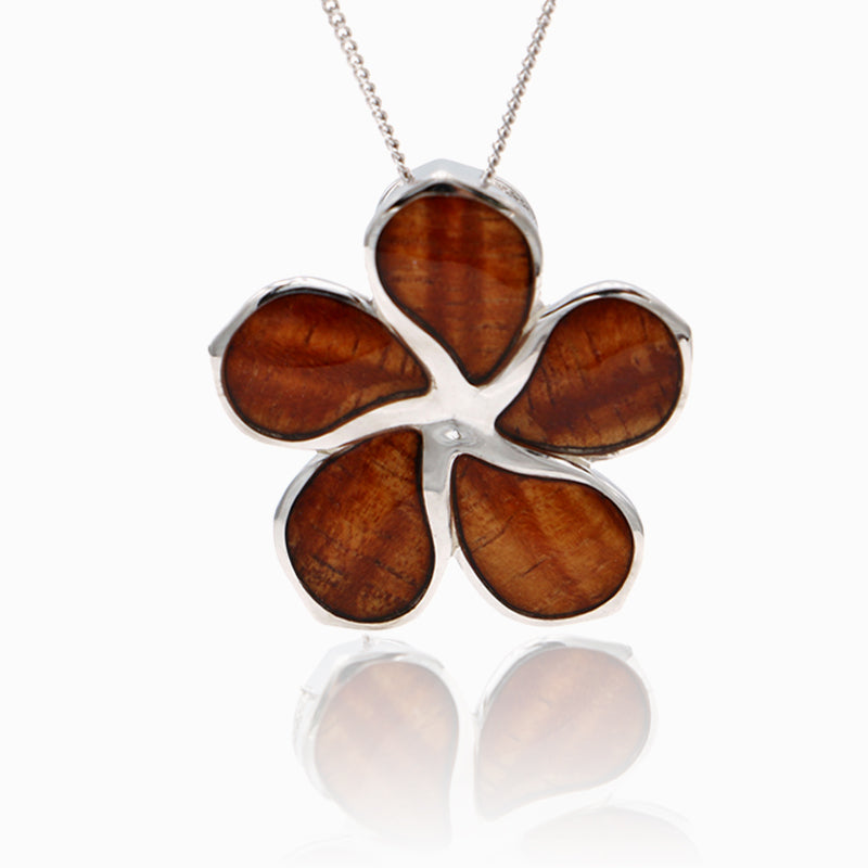 Koa Plumeria Sterling Silver Pendant