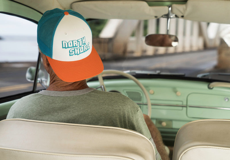 North Shore Retro on Tri-Color Trucker Snapback