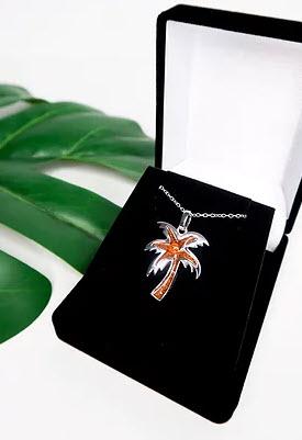 Koa Sterling Silver Pendant &amp; Chain - Palm