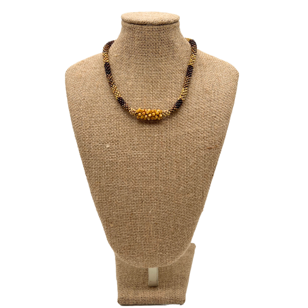 Pop-Up Mākeke - Akalei Designs - Brown Picasso Spiky Bead Necklace "Forbidden Island" Inspired - 19" - Front View