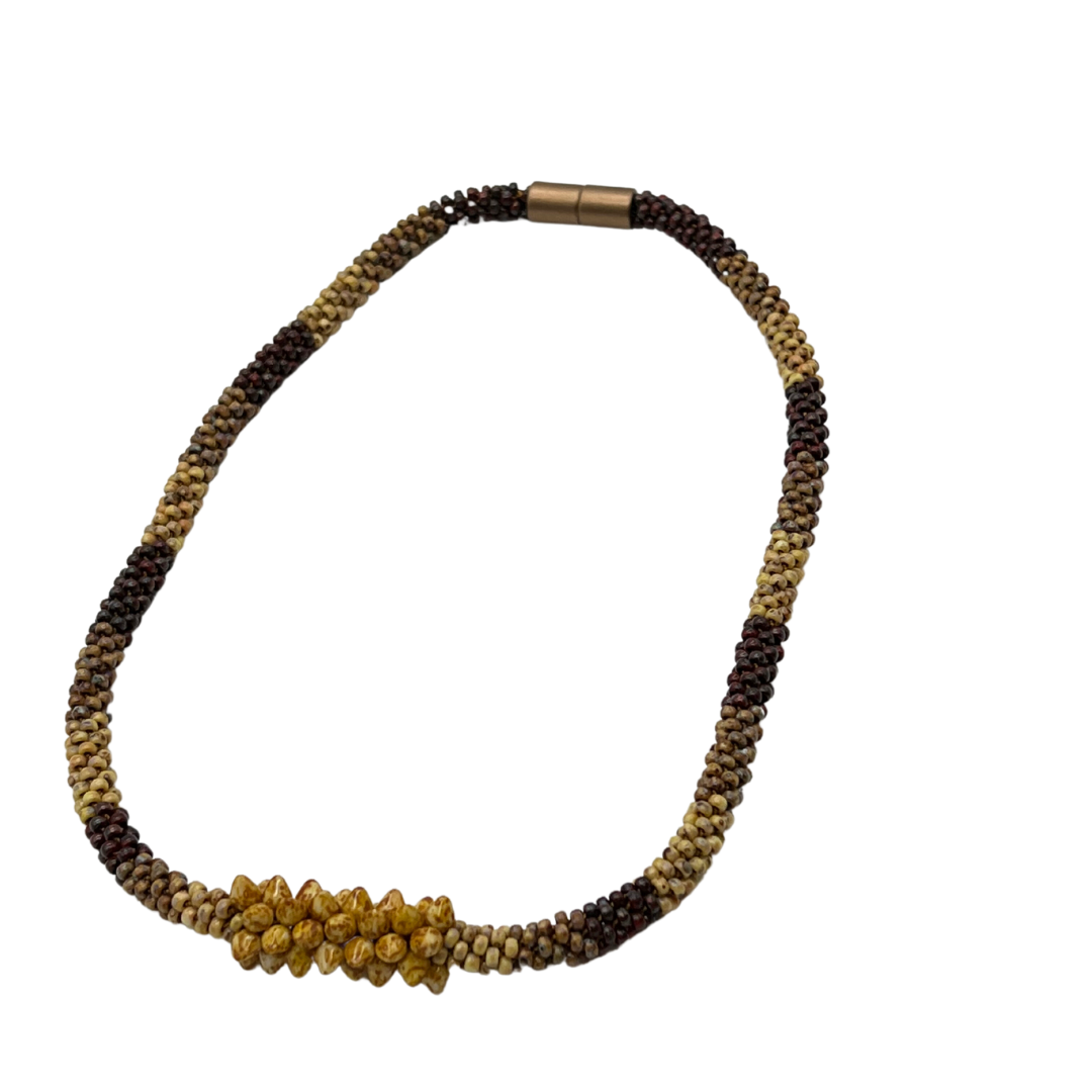 Pop-Up Mākeke - Akalei Designs - Brown Picasso Spiky Bead Necklace "Forbidden Island" Inspired - 19"