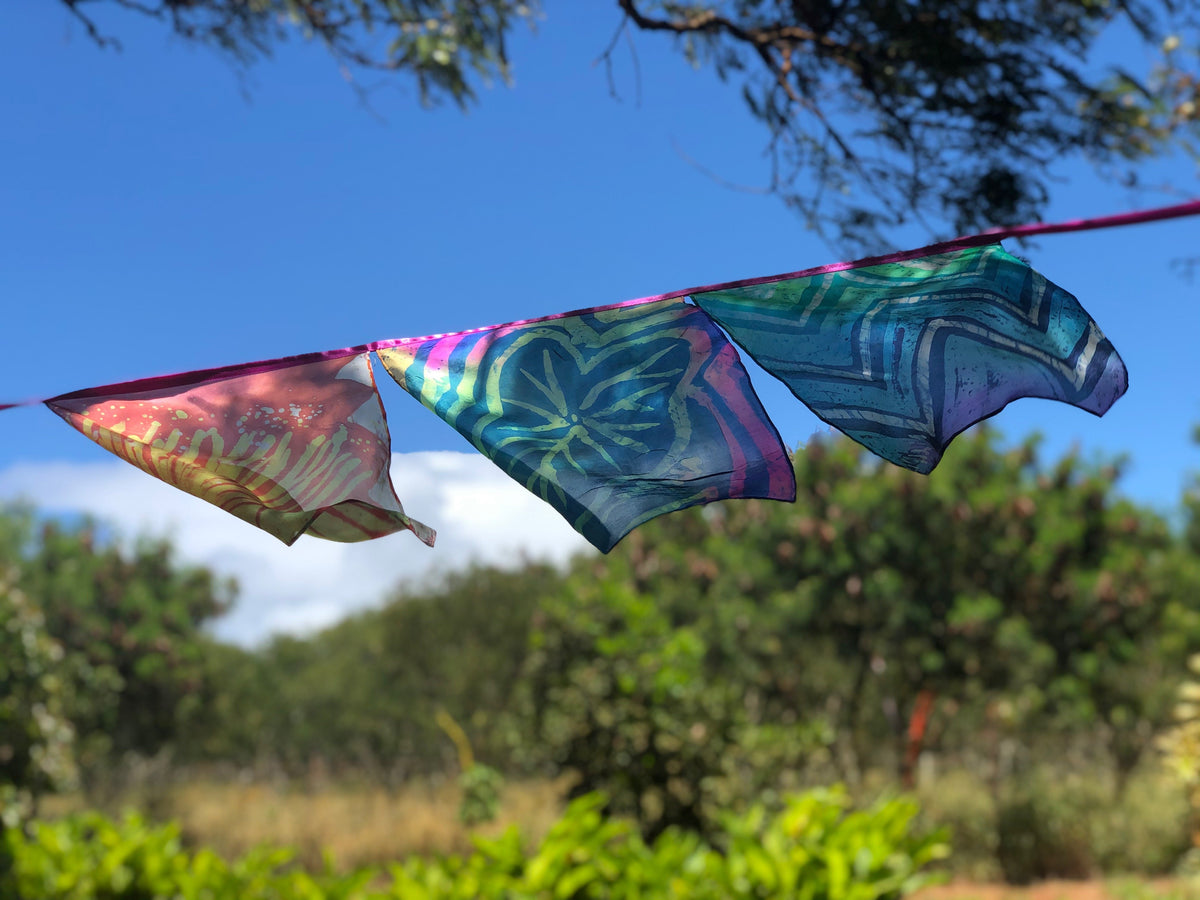 Pop-Up Mākeke - Kupu A’e Molokai - Hae Pule Aloha (Prayer Flags) - Aloha (Love)- Kalo (taro), Hoʻihi (respect), ʻOhiʻa Lehua (Lehua Flower)