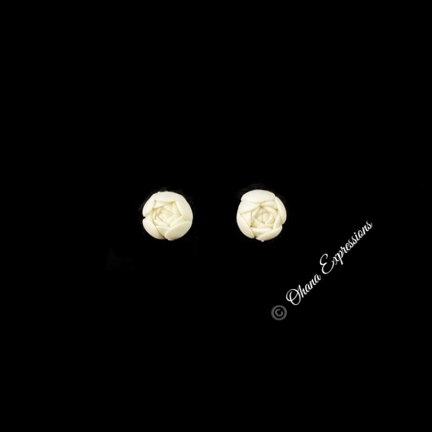 Pop-Up Mākeke - Ohana Expressions - Single Pikake Stud Earrings - Front View