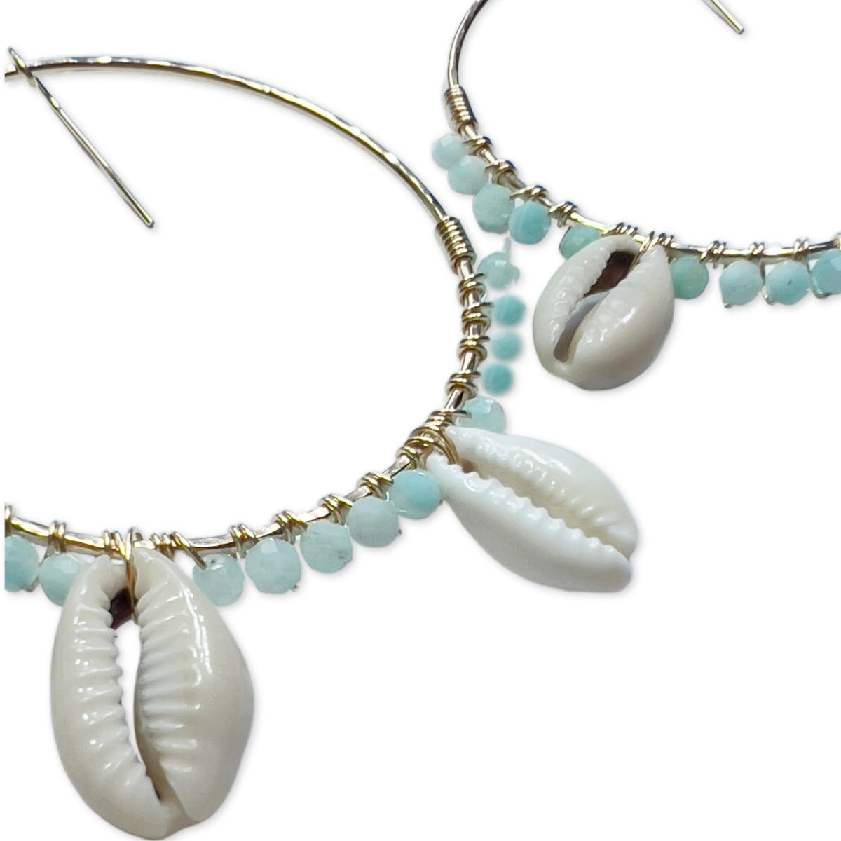 Pop-Up Mākeke - 21 Degrees North Designs - Ānuenue Hoop Earrings - Ocean Amazonite