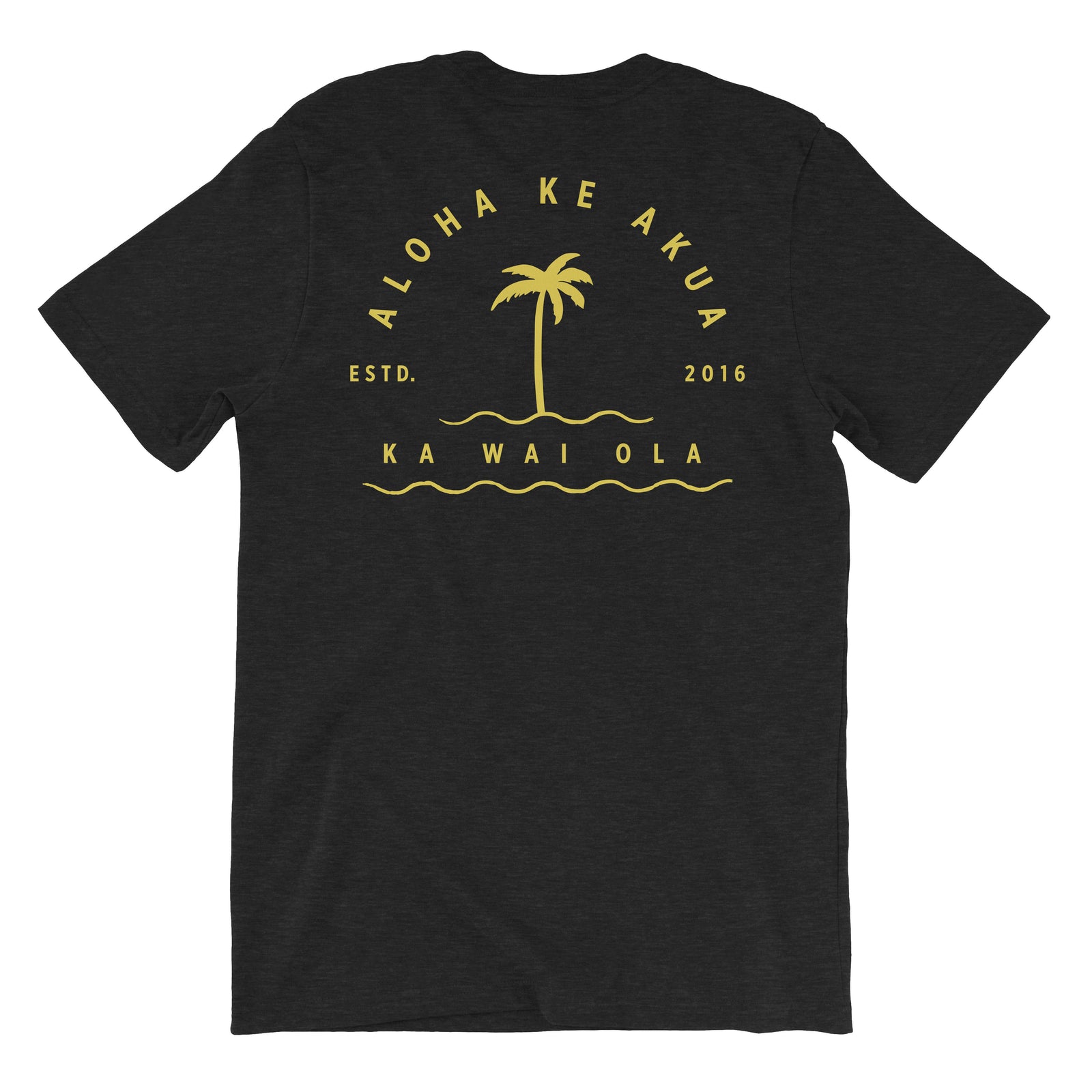 Pop-Up Mākeke - Aloha Ke Akua Clothing - Ka Wai Ola Men's Short Sleeve T-Shirt - Black Heather - Front View