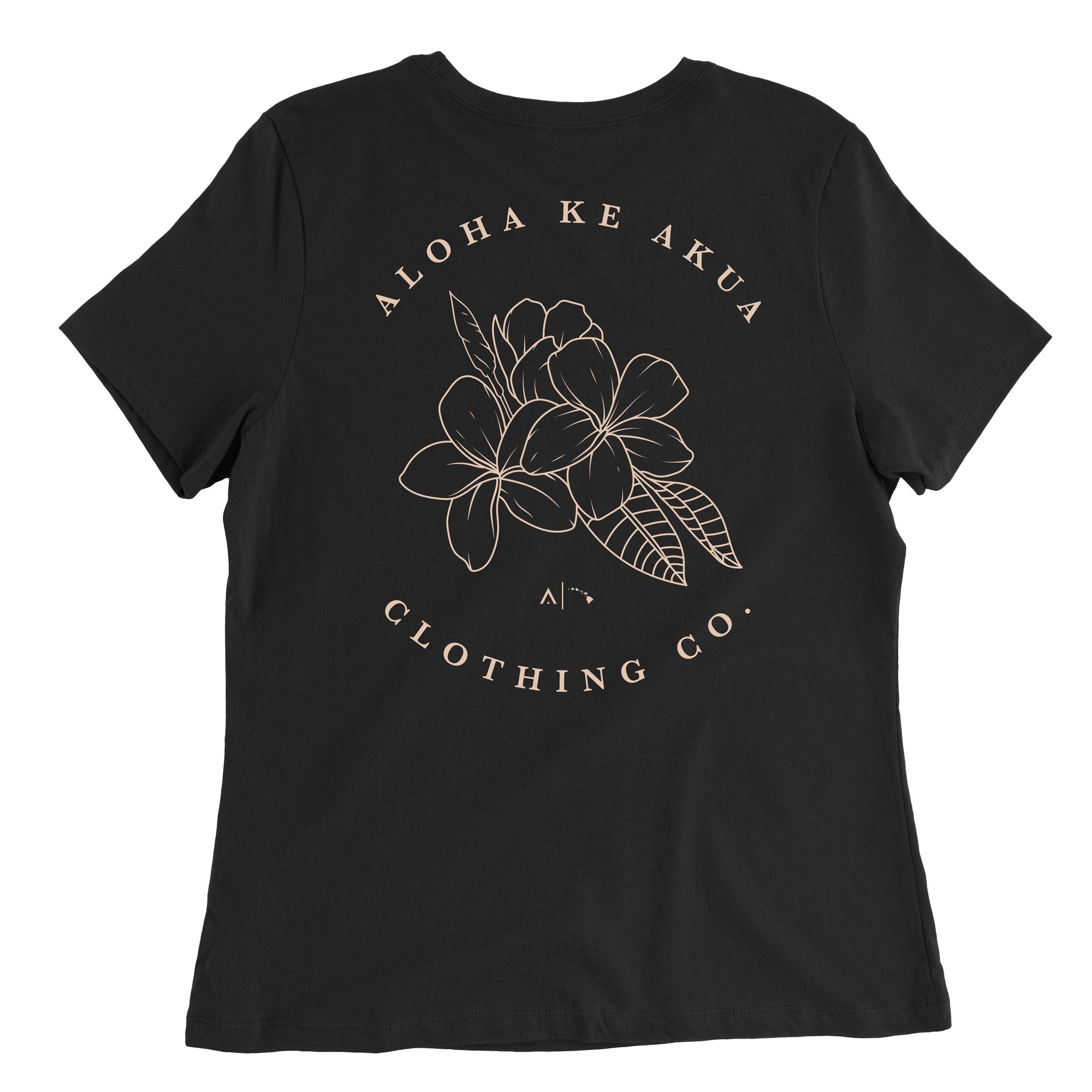 Pop-Up Mākeke - Aloha Ke Akua Clothing - Melia Women's Short Sleeve T-Shirt - Black - Back View