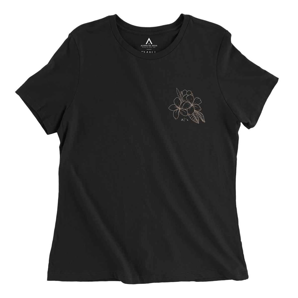 Pop-Up Mākeke - Aloha Ke Akua Clothing - Melia Women&#39;s Short Sleeve T-Shirt - Black - Front View