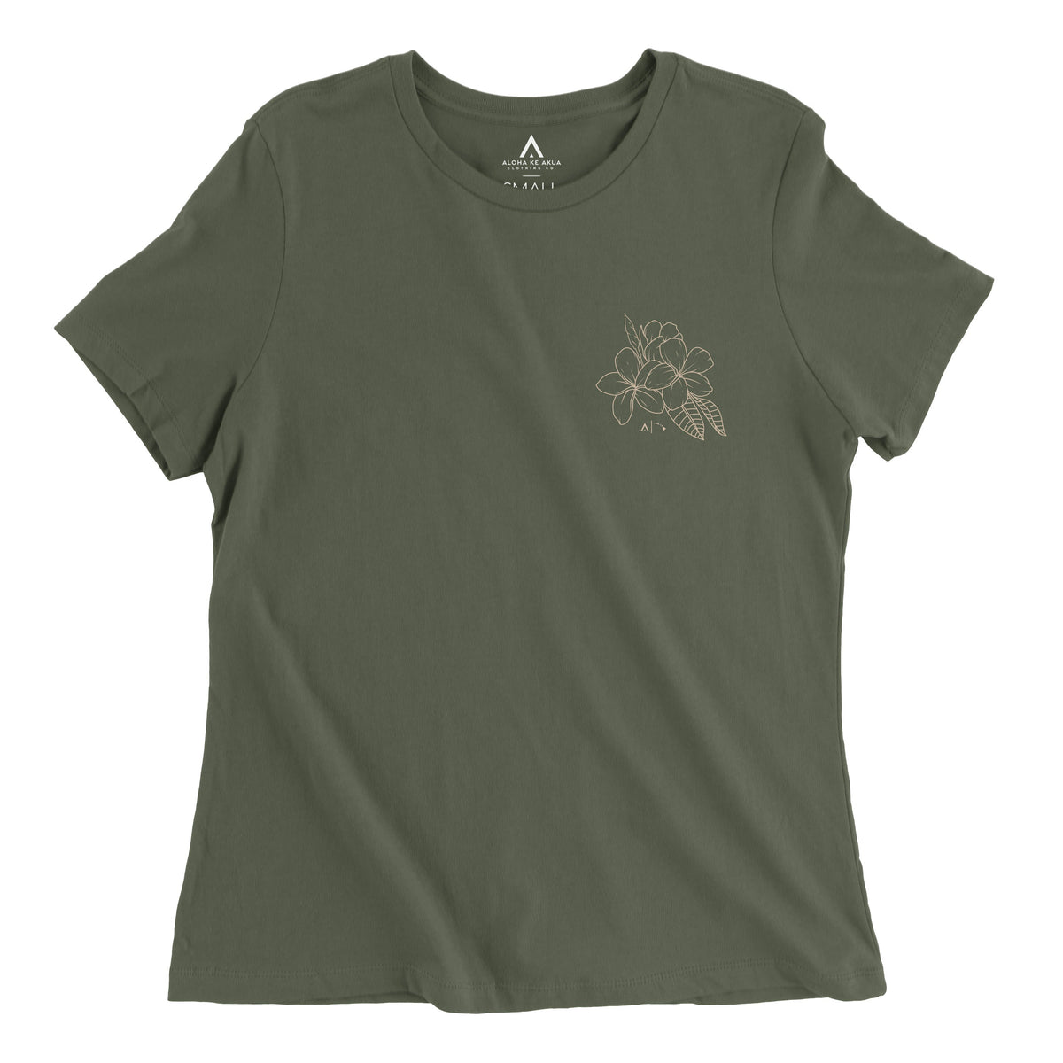 Pop-Up Mākeke - Aloha Ke Akua Clothing - Melia Women&#39;s Short Sleeve T-Shirt -  Military Green - Front View