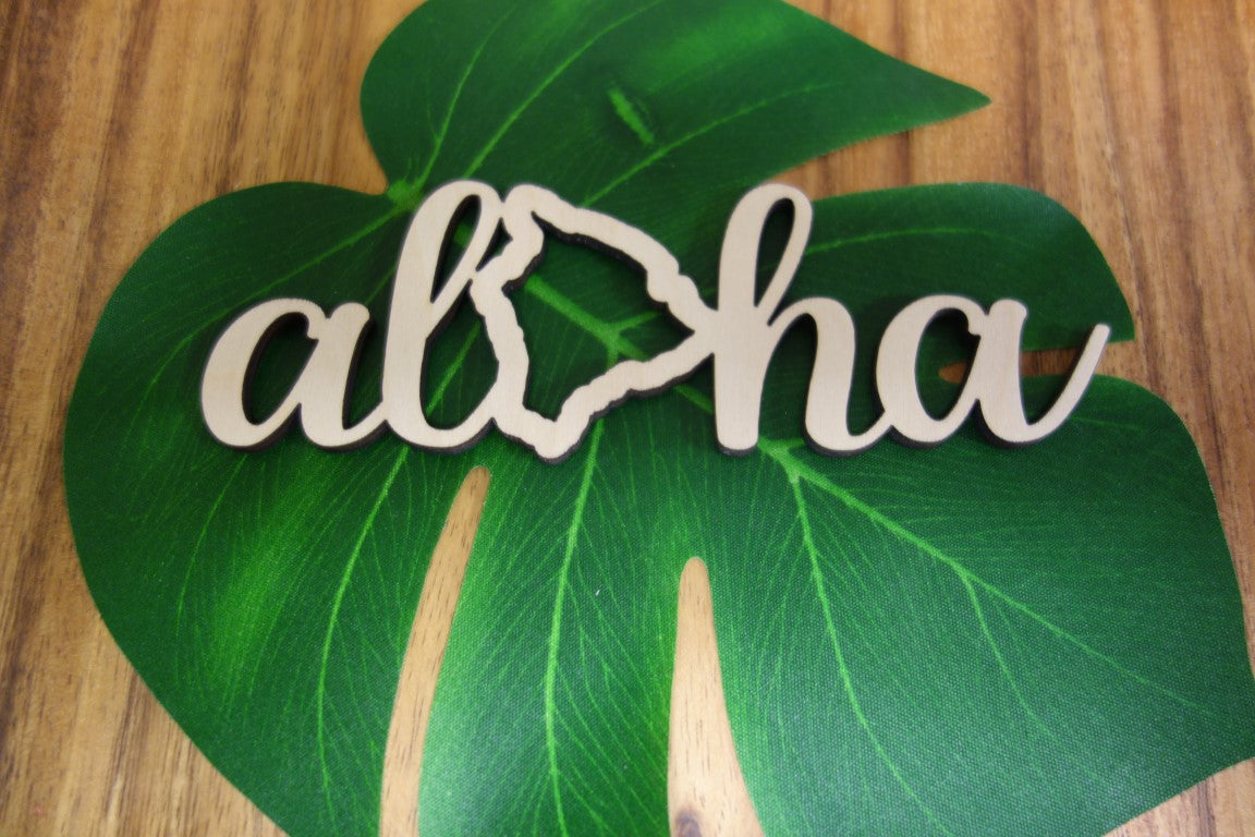 Pop-Up Mākeke - Aloha Overstock - Laser Cut Aloha Big Island Wood Cutout