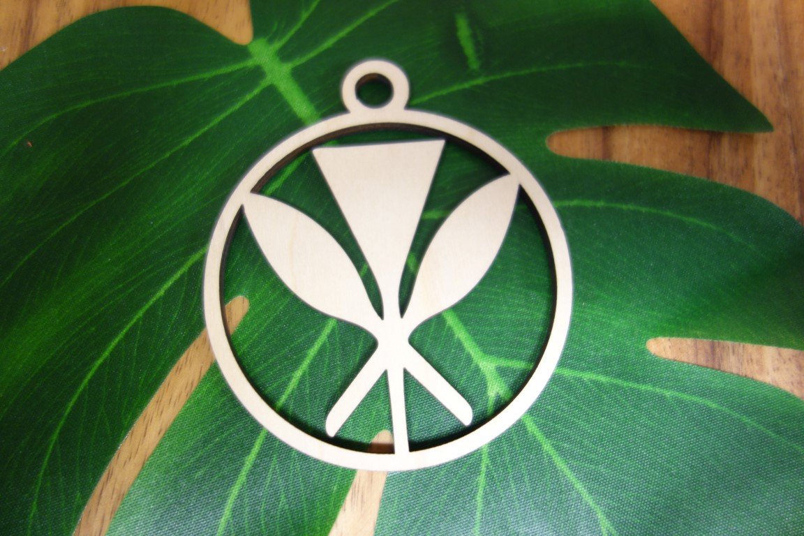 Pop-Up Mākeke - Aloha Overstock - Laser Cut Kanaka Maoli Wood Ornament - Front View